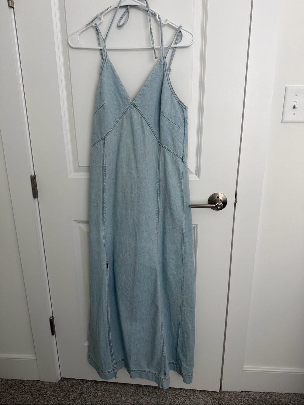 Target Light Blue Denim Halter Maxi Dress